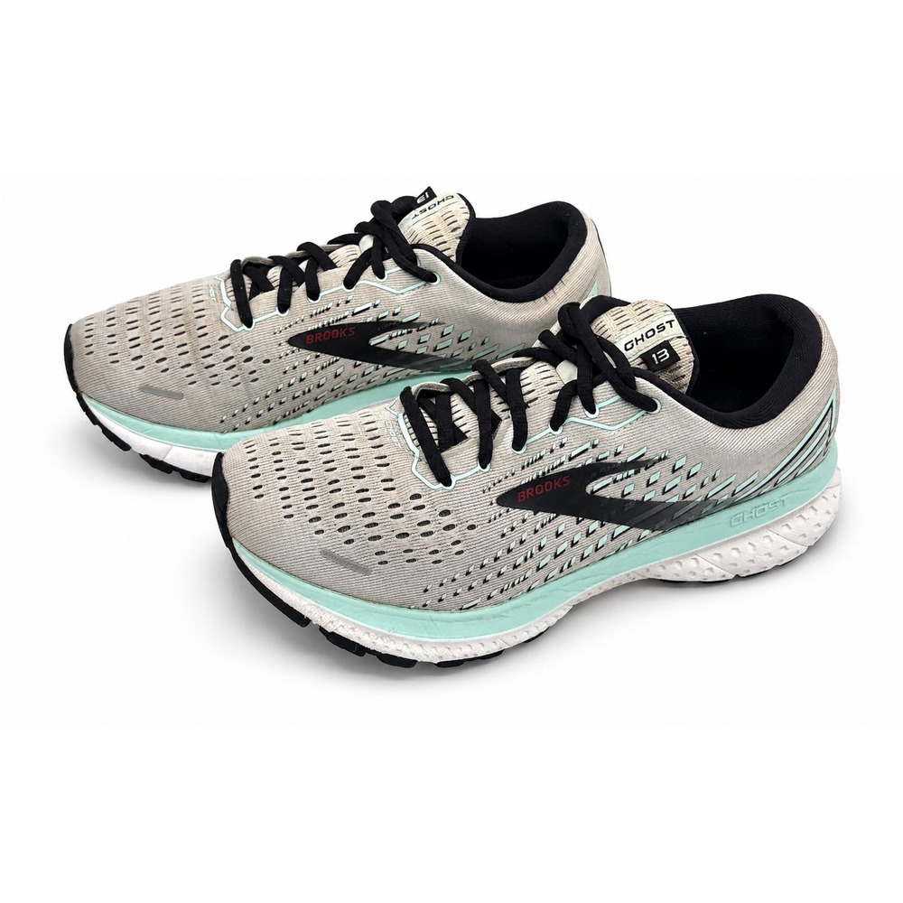 Brooks Ghost 13 Women's 8.5 Medium Gray Aqua Road Running Mesh Shoes 1203381B073